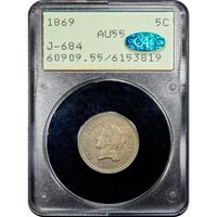 1869 Pattern Nickel (5c) J-684 Rattler Obverse Image