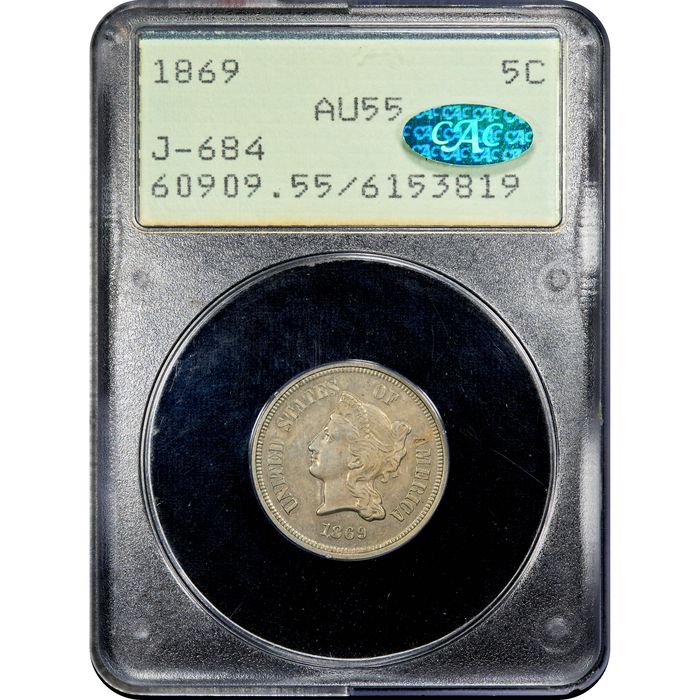 1869 Pattern Nickel (5c) J-684 Rattler Obverse Image