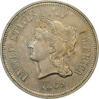 1869 Pattern Nickel (5c) J-684 Rattler Photo 3