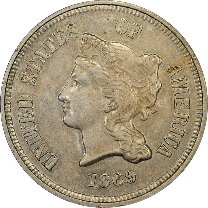 1869 Pattern Nickel (5c) J-684 Rattler Photo 3