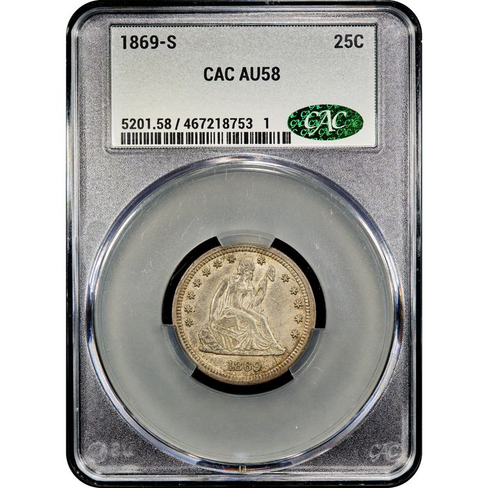1869-S Seated Liberty Quarter (25c) Obverse Image
