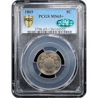 1869 Shield Nickel (5c) Obverse Slab Image