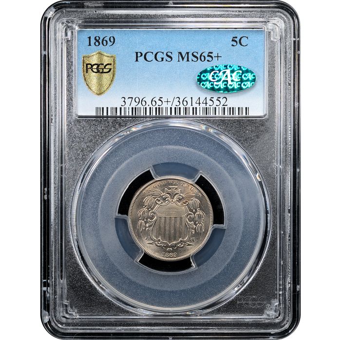 1869 Shield Nickel (5c) Obverse Slab Image