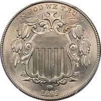 1869 Shield Nickel (5c) Obverse Image