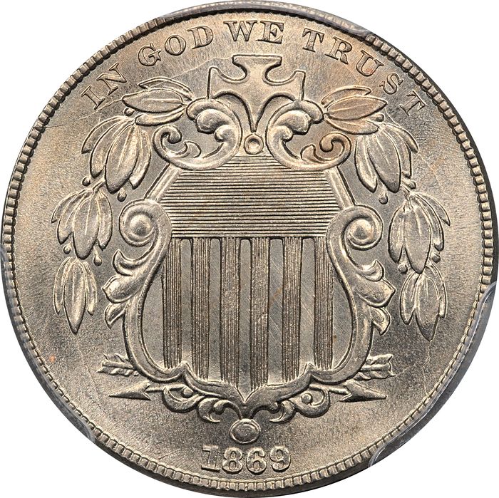 1869 Shield Nickel (5c) Obverse Image