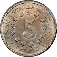 1869 Shield Nickel (5c) Reverse Image