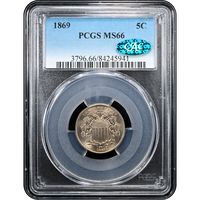 1869 Shield Nickel (5c) Obverse Slab Image