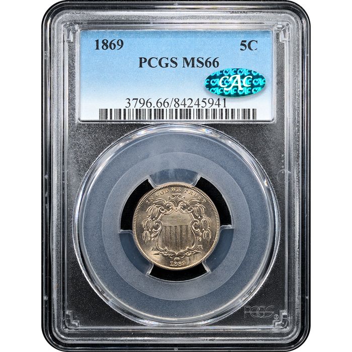 1869 Shield Nickel (5c) Obverse Slab Image