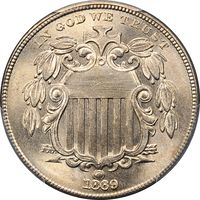 1869 Shield Nickel (5c) Obverse Image