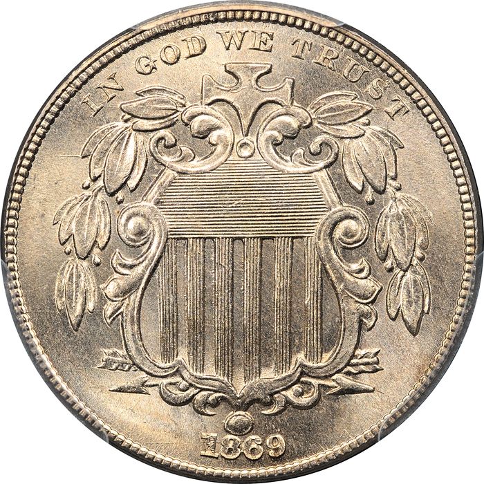 1869 Shield Nickel (5c) Obverse Image