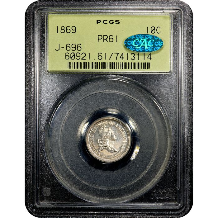 1869 Standard Silver Pattern Dime (10c) J-696 OGH Obverse Image