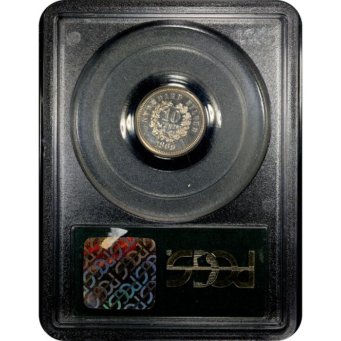 1869 Standard Silver Pattern Dime (10c) J-696 OGH Reverse Image