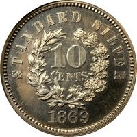 1869 Standard Silver Pattern Dime (10c) J-696 OGH Photo 4