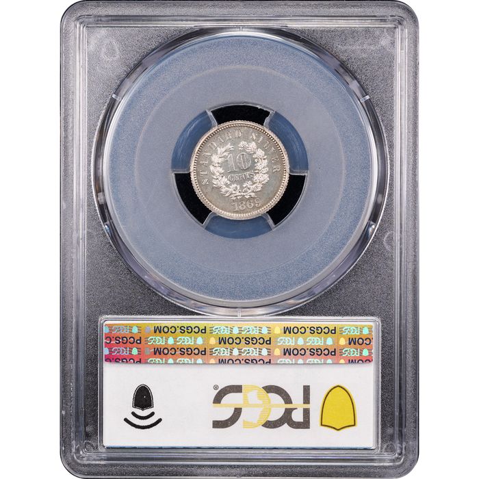 1869 Standard Silver Pattern Dime (10c) J-708 Reverse Slab Image