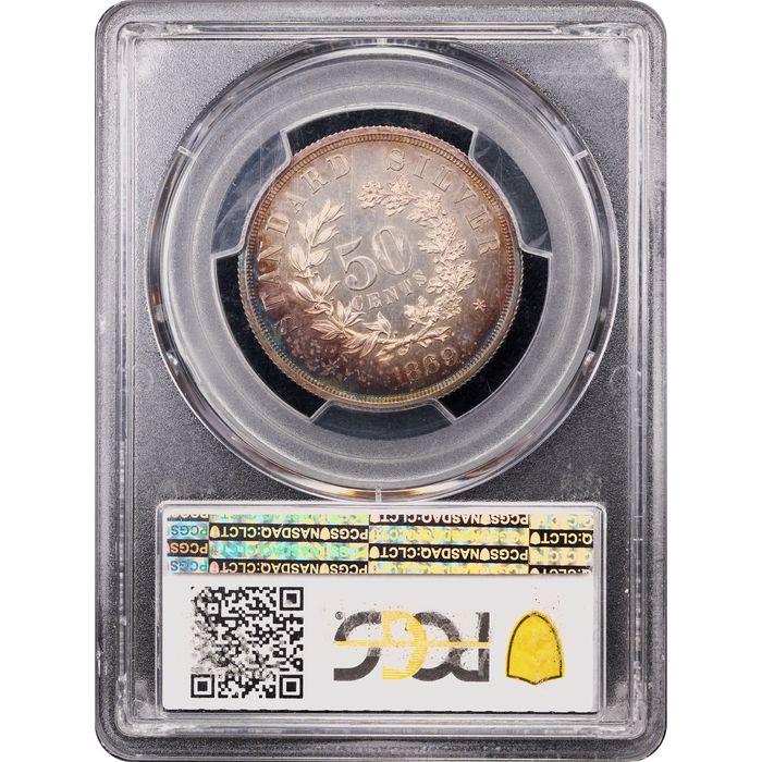 1869 Standard Silver Pattern Half Dollar (50c) J-742 Reverse Slab Image