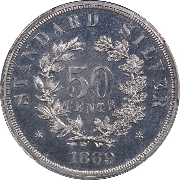 1869 Standard Silver Pattern Half Dollar (50c) J-753 Reverse Image