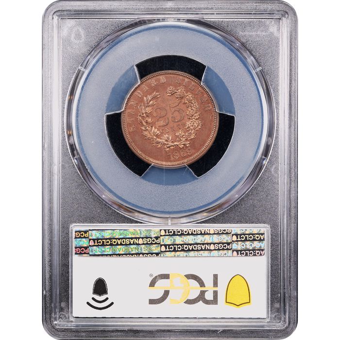 1869 Standard Silver Pattern Quarter (25c) J-730 Reverse Slab Image