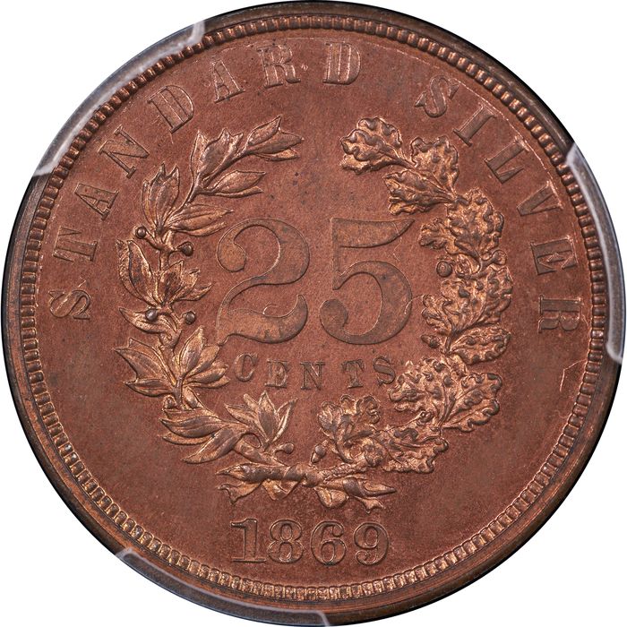 1869 Standard Silver Pattern Quarter (25c) J-730 Reverse Image