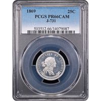 1869 Standard Silver Pattern Quarter (25c) J-731 Obverse Slab Image