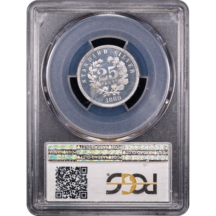1869 Standard Silver Pattern Quarter (25c) J-731 Reverse Slab Image