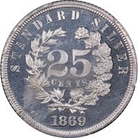 1869 Standard Silver Pattern Quarter (25c) J-731 Reverse Image