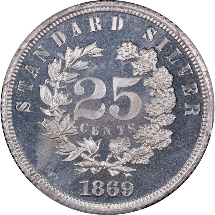 1869 Standard Silver Pattern Quarter (25c) J-731 Reverse Image