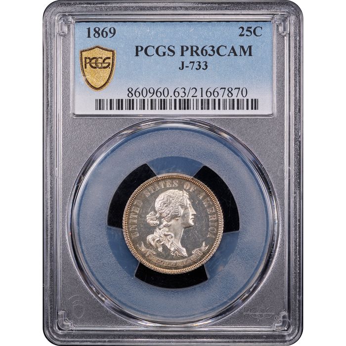 1869 Standard Silver Pattern Quarter (25c) J-733 Obverse Image