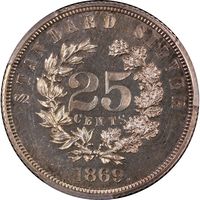 1869 Standard Silver Pattern Quarter (25c) J-733 Photo 4