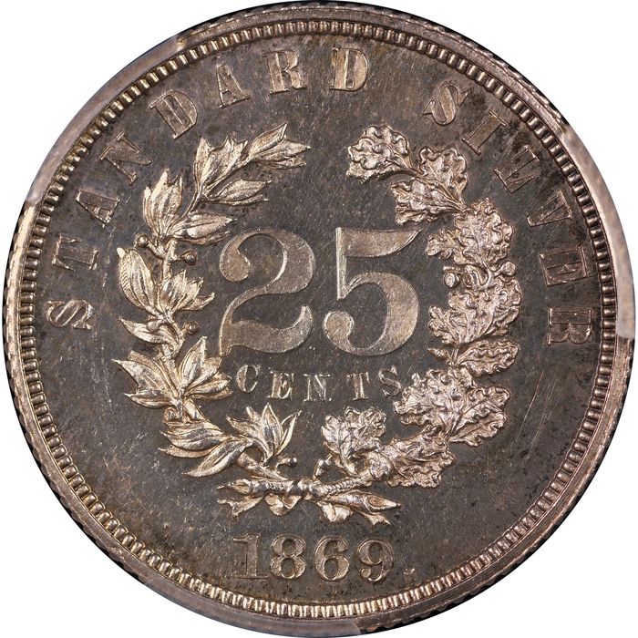 1869 Standard Silver Pattern Quarter (25c) J-733 Photo 4
