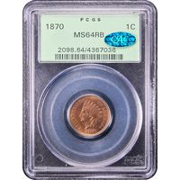 1870 Indian Cent (1c) OGH Obverse Image
