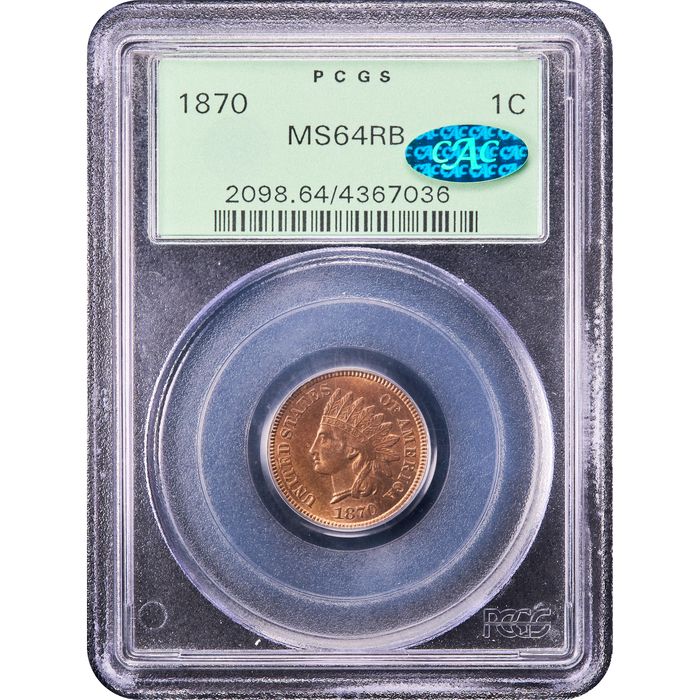 1870 Indian Cent (1c) OGH Obverse Image