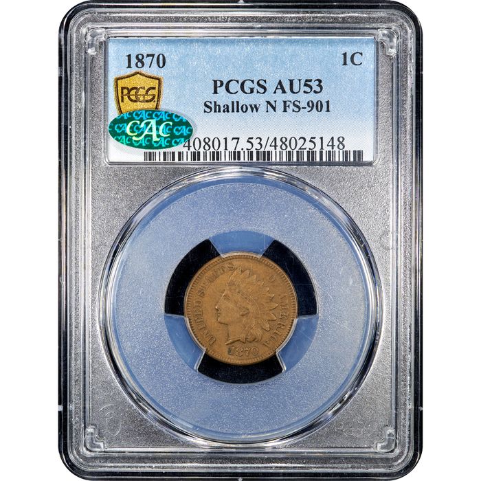 1870 Indian Cent (1c) Shallow N FS-901 Obverse Image