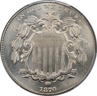 1870 Shield Nickel (5c) Obverse Image