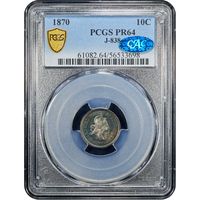 1870 Standard Silver Pattern Dime (10c) J-838 Obverse Slab Image