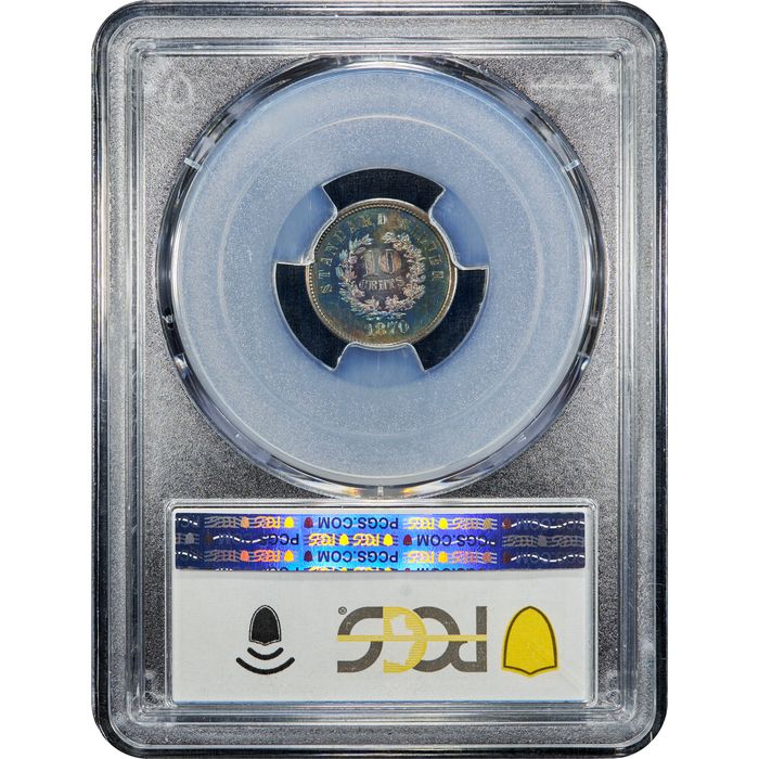1870 Standard Silver Pattern Dime (10c) J-838 Reverse Slab Image