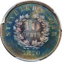 1870 Standard Silver Pattern Dime (10c) J-838 Reverse Image