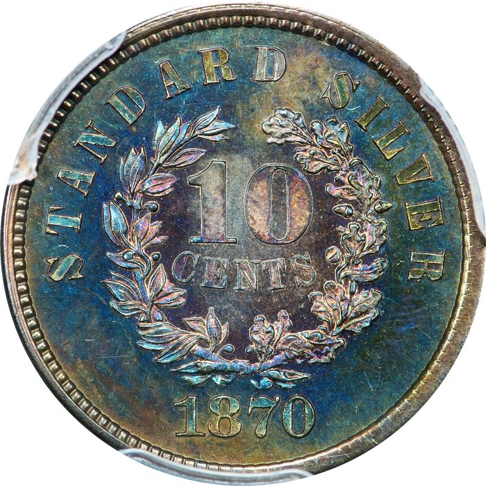 1870 Standard Silver Pattern Dime (10c) J-838 Reverse Image