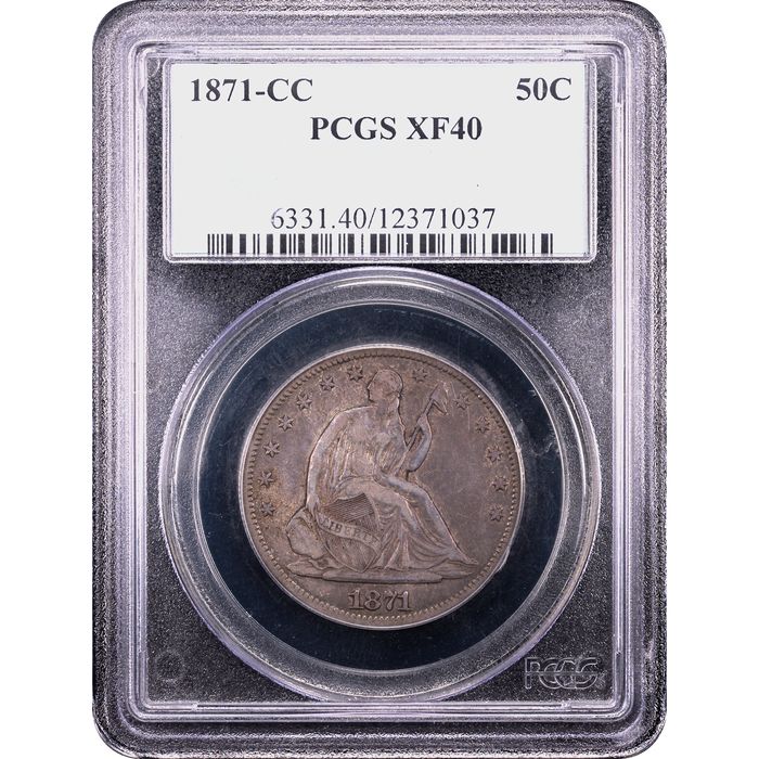 1871-CC Seated Liberty Half Dollar (50c) Obverse Slab Image