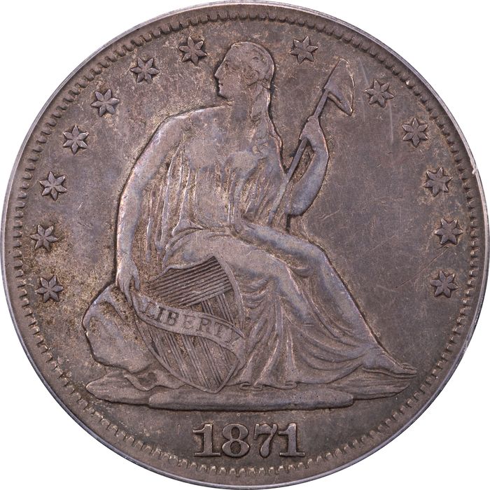 1871-CC Seated Liberty Half Dollar (50c) Obverse Image