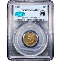 1871 Indian Cent (1c) Obverse Slab Image