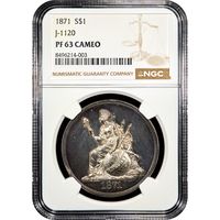 1871 Standard Silver Pattern Dollar ($1) J-1120 Obverse Slab Image