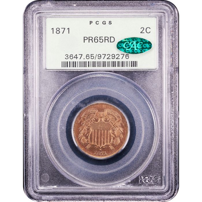 1871 Two Cent (2c) OGH Obverse Slab Image