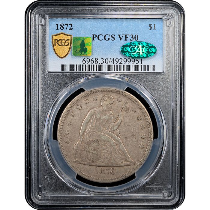 1872 Seated Liberty Dollar ($1) Obverse Slab Image