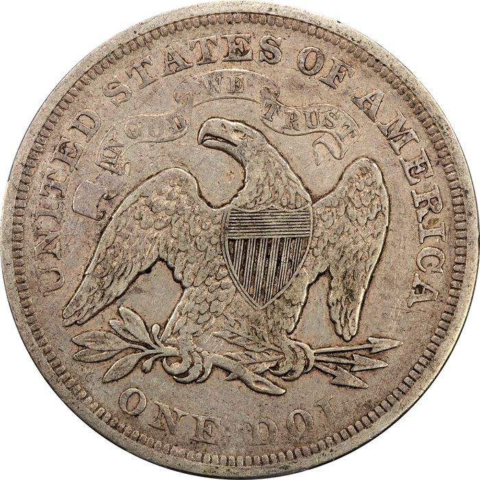 1872 Seated Liberty Dollar ($1) Reverse Image