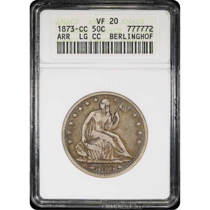 1873-CC Arrows Seated Liberty Half Dollar (50c) Obverse Image