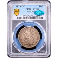 1873-CC Seated Liberty Half Dollar (50c) No Arrows Obverse Image