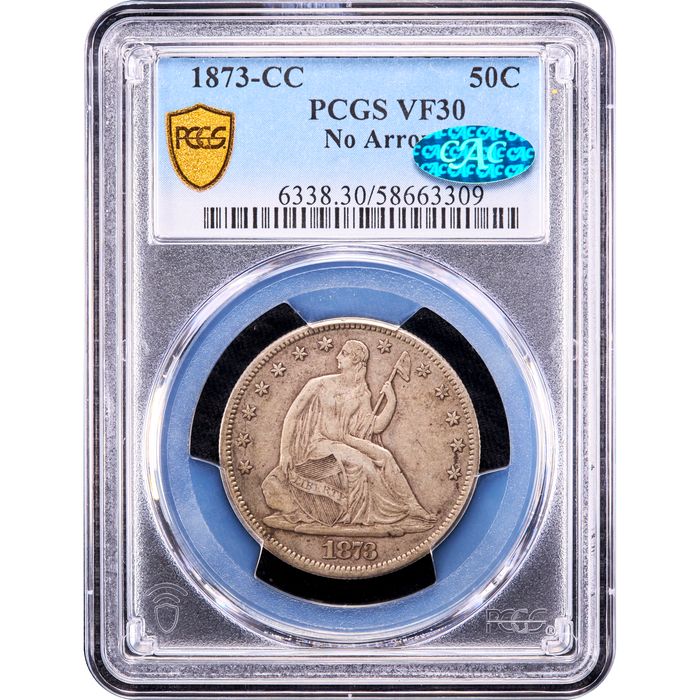 1873-CC Seated Liberty Half Dollar (50c) No Arrows Obverse Image