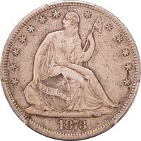 1873-CC Seated Liberty Half Dollar (50c) No Arrows Photo 3
