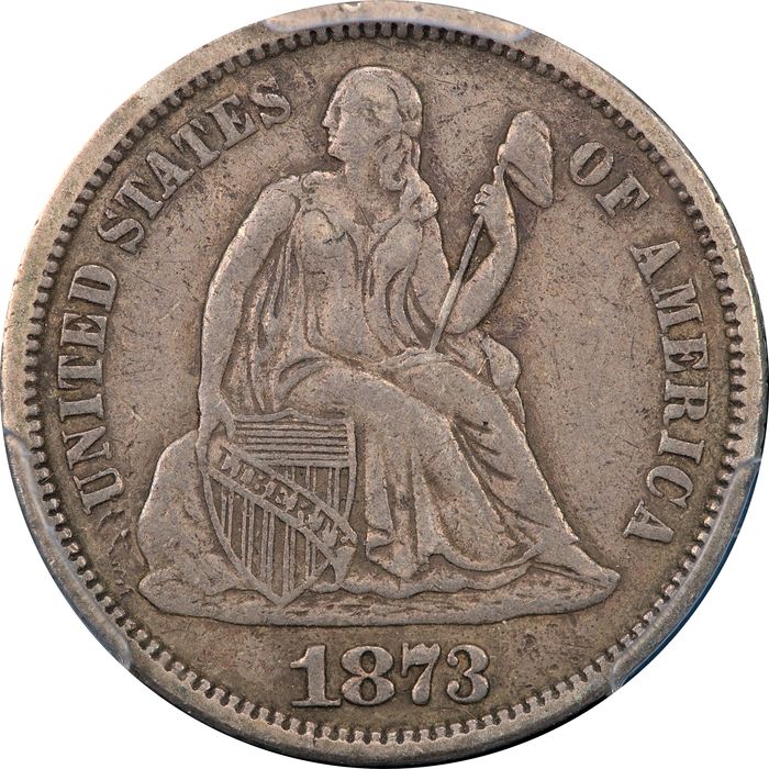1873 No Arrows Open 3 Seated Liberty Dime (10c) Obverse Image