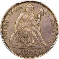 1873 Seated Liberty Dime (10c) Arrows, Doubled Die Obverse Obverse Image